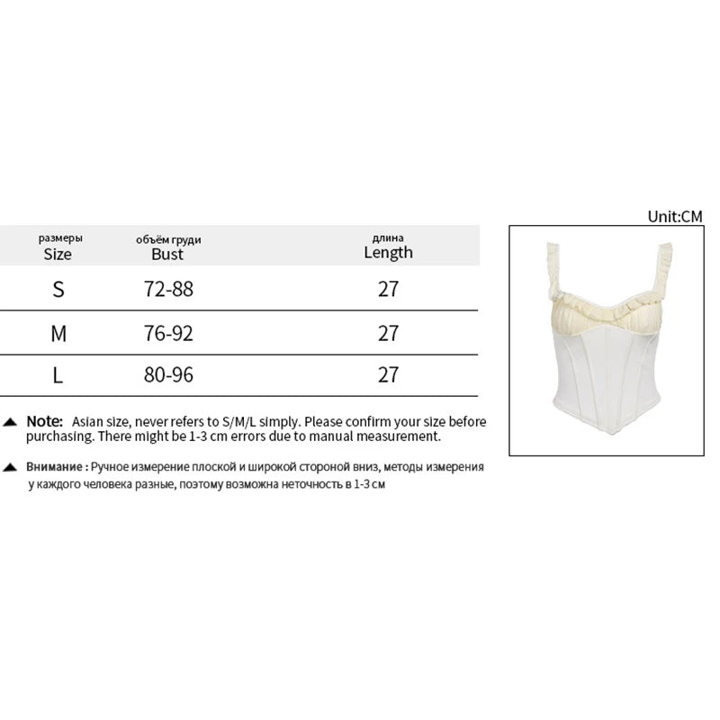 Bxoxo Corset Top y2k Clothes Women Coquette Clothing Ruffle Lace Trim Low Cut Sleeveless Tank Top 2000s Clothes Streetwear