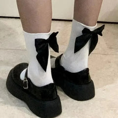 BXOXO Y2K Sweet Bowknot Kawaii Socks Spring Summer Harajuku JK Lolita Cute White Socks Japanese Style Women Girls Middle Tube Socks