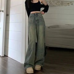 Bxoxo Vintage High-waisted Slimming Jeans American Style Casual Bell Bottoms Versatile Straight-leg Long Pants For Women
