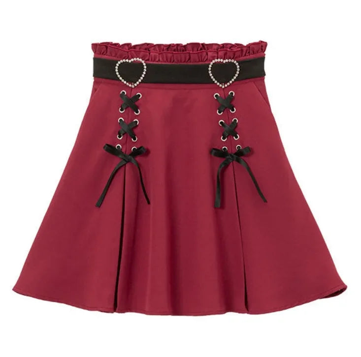 BXOXO 2025 Y2k Aesthetic Harajuku Style Sweet Girl High Waist Mini Bandage Skirt Slim Women Solid Streetwear Gothic Jk Saia Feminina