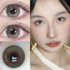 BXOXO 2Pcs Kroean New Colored Contact Lenses with Prescription Myopia Degree 0.00- 8.00 Black Eye Soft Lens Eye Beauty Pupil