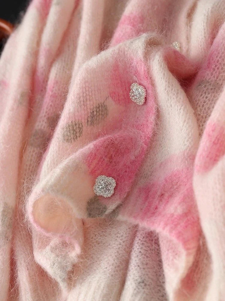 Bxoxo Elegant Floral Sweet Cardigan Sweaters Women Long Sleeve Lazy Wind Vintage Knitted Coats Fall New O Neck Single Breasted Tops