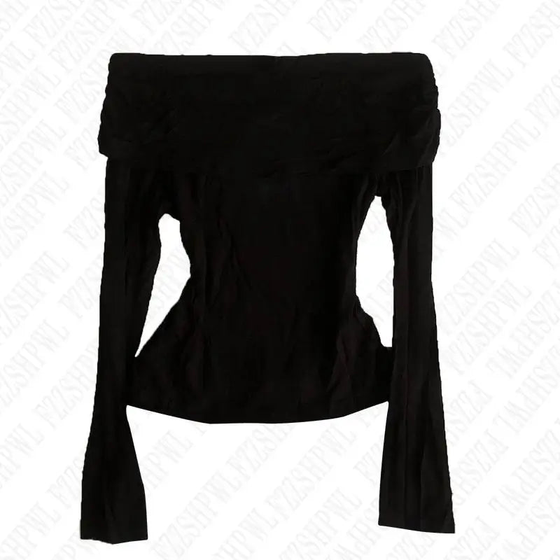 Bxoxo Sexy Punk Y2k Long sleeve Crop Top One shoulder Harajuku Grunge Goth Pullover Streetwear Hip Hop Baby Tee Retro Fashion Top EMO