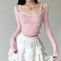 BXOXO - Sweet Coquette Lace Trim Top