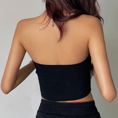 Bxoxo Y2K Sexy Irregular Strapless Tank Top Women Backless Sleeveless Zipper Tube Tops Gothic Summer Off Shoulder Lady Vest