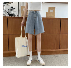 BXOXO Summer Denim Shorts For Women 2024 Spring Summer Fashion Loose High Waisted Shorts Chic Solid Casual Jean Shorts