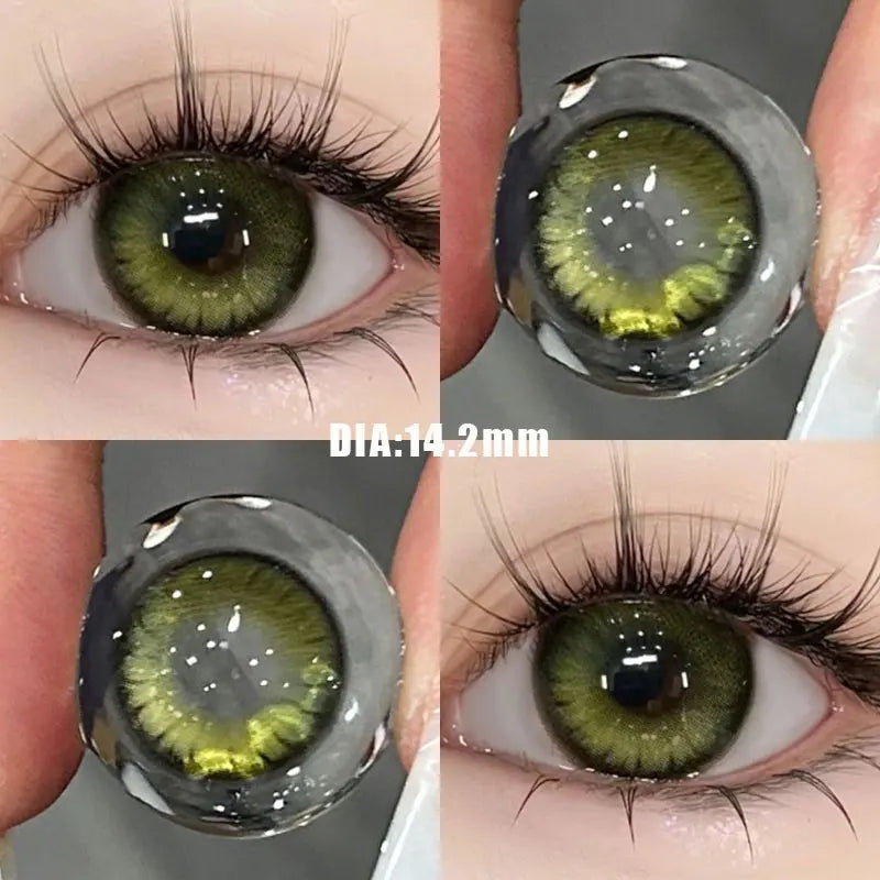 BXOXO 2PCS Korea Colored Contact Lenses Myopia Degree -0.00 to -8.00 Gray Eyes Beauty Pupil Brown Makeup Lens