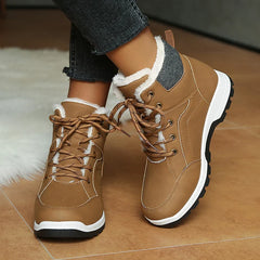 BXOXO Women Lace Up Thick Sole Warm Snow Boots New Winter Fluffy Cotton Padded Shoes Ladies Waterproof Non Slip Platform Sneakers
