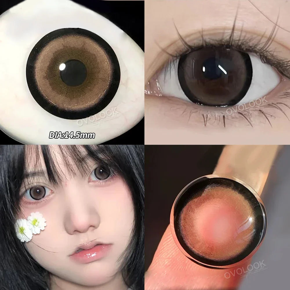BXOXO 2PCS Brown Lenses Natural Contact Lenses for Eyes Super Beauty Eye Color Lenses Myopia Lenses With Diopters Prescription