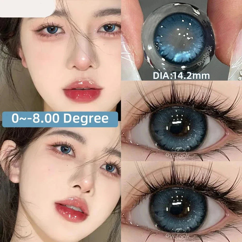 BXOXO 1 Pair/2pcs 10 Colors Contact Lenses for Eyes Fashion Pupils Myopia Eye Color Lenses Blue Green Brown Prescription Lens