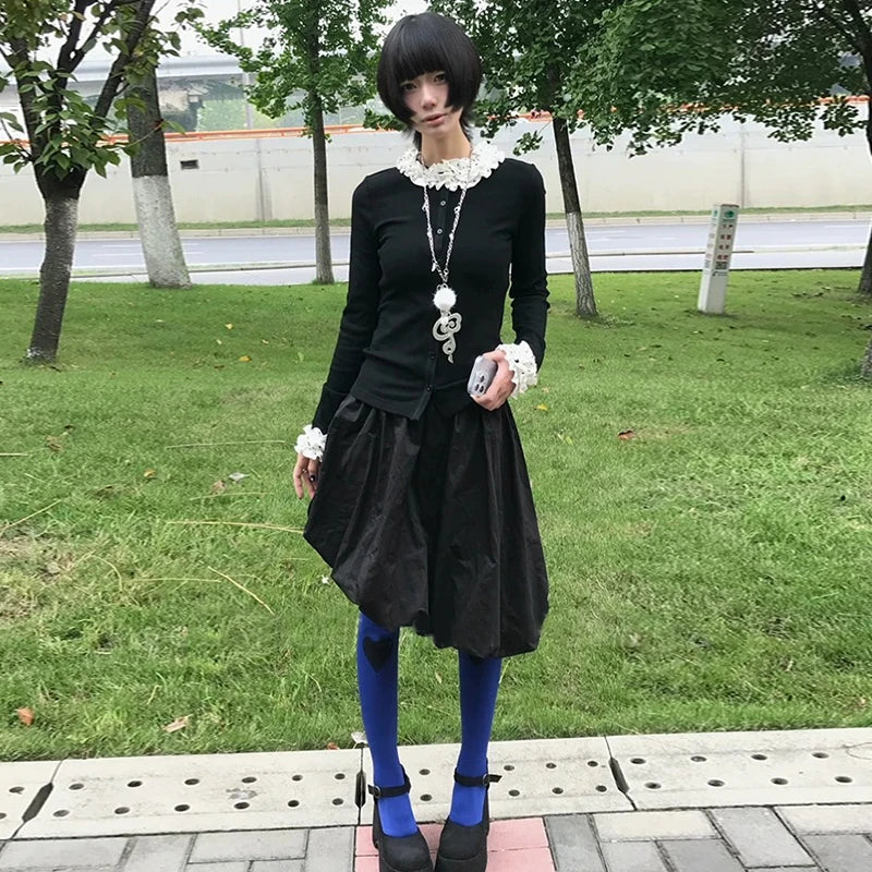 BXOXO Harajuku Sweater Women Slim Patchwork Y2k Fairycore Sweet Cardigan Winter Knit Sweater Coats Aesthetic Japanese 2000s