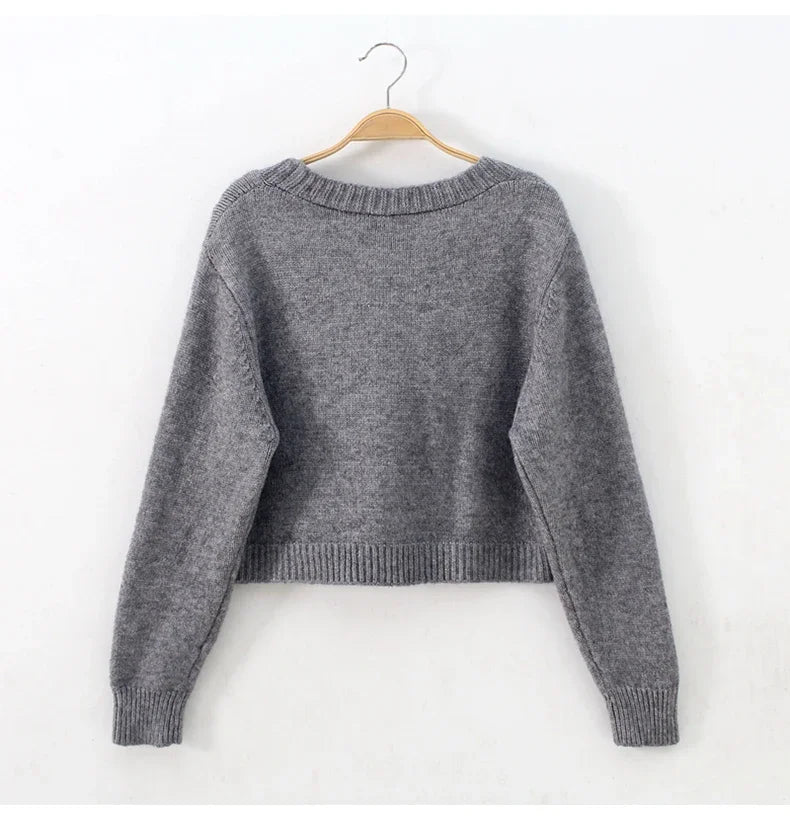 Bxoxo Short style high-waisted slim plastic sweater women spring new single-breasted knitted cardigan twist small jacket