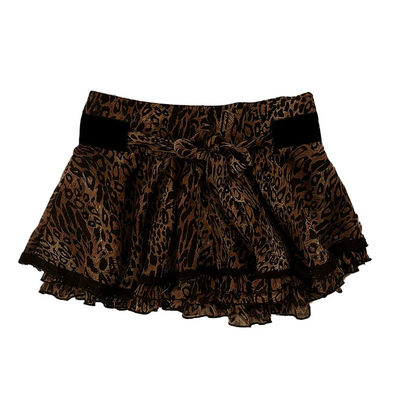 BXOXO Vintage Y2K Harajuku All-match Casual Women's Skirt Emo Girls Punk Hip-hop Rock Fashion Lace Bow Chic Aesthetic Sweet Mini Skirt