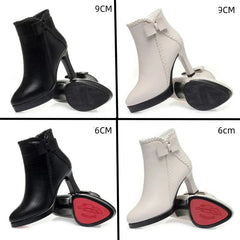 BXOXO Autumn Women's Platform Shoes New Plus Velvet Stiletto Heel Heeled Ankle Boots Winter Versatile Pointed Toe Warm Short Boots