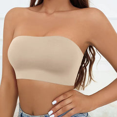 Bxoxo Women Tube Strapless Bra Chest Wrap Bandeau Unlined Seamless Breathable Comfortable Underwear Tops
