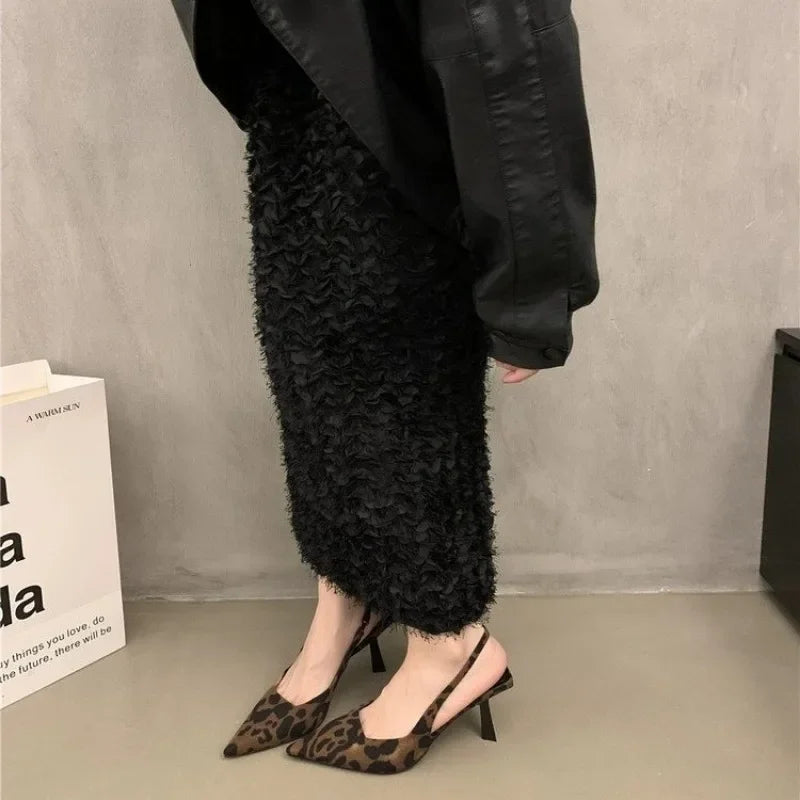 BXOXO Summer High-heeled Women's Shoes Fashionable Pointed Toe Sexy Stiletto Heels Leopard Print Women's Shoes