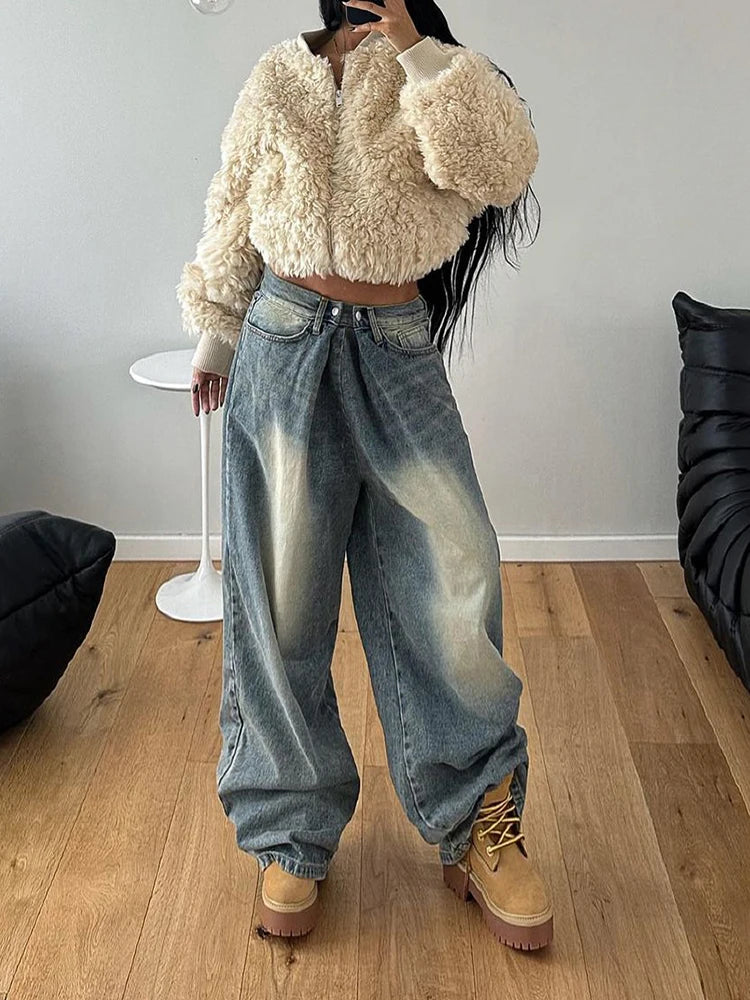 BXOXO Streetwear Baggy Jeans Women Fashion Low Waist Jean Pants Y2K Vintage Casual Oversize Straight Washed Denim Trousers