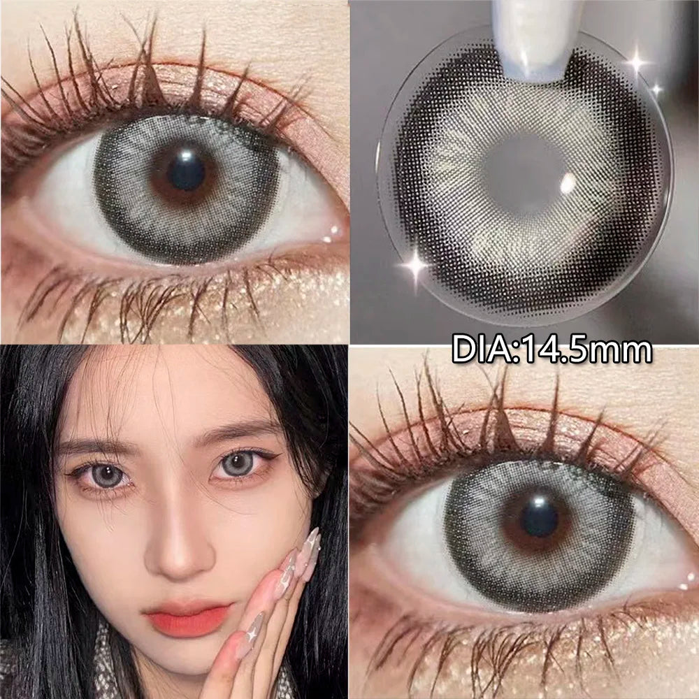 BXOXO 1Pair Green Colour Contacts Lenses Natural Blue Gray Eye Myopia Lenses Beauty Pupil Brown Lenses Makeup