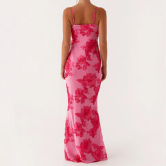 BXOXO Women Floral Long Cami Dress Y2K Backless Slip Bodycon Dress Sexy Spaghetti Going Out Maxi Dresses Summer Beachwear