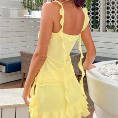 BXOXO Women Y2K Ruffle 2 Piece Skirt Set Sheer Mesh Tank Top Low Rise Tiered Mini Skirts Outfit Coquette Party Club Set
