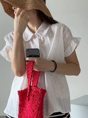 Bxoxo Sweet Embroidered Flower Women's irt Korean Sle Summer New Faion Tea Li Tea Qi Chic Top Beautiful Blouse Bubble Sve
