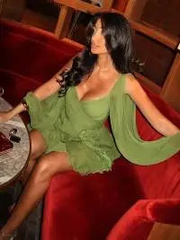 BXOXO  Women's Fashion Green Chiffon Mini Dress Elegant V-neck Split Long Sleeve Ruffle High Waist Dresses Lady Holiday Beach Vestidos
