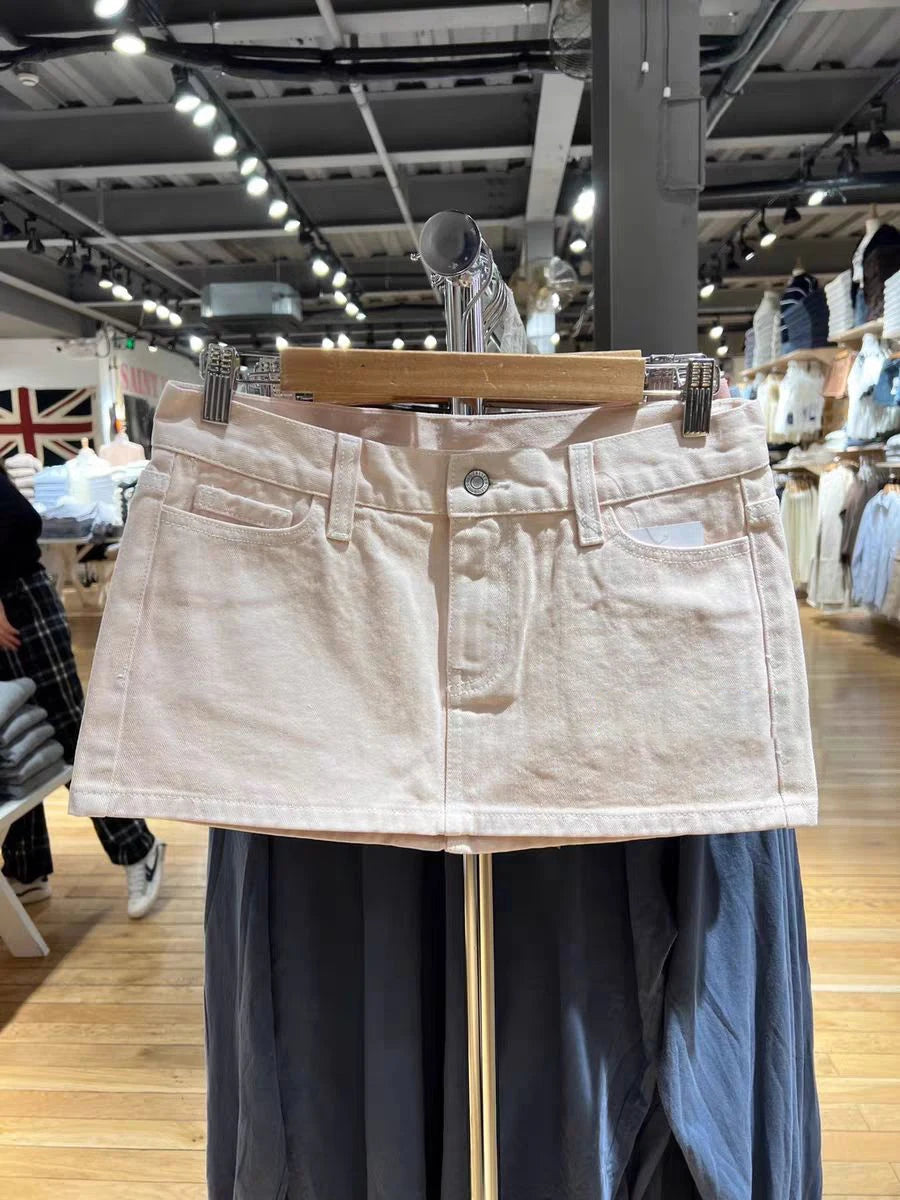 BXOXO American Vintage Denim Mini Skirts Women Summer Fashion High Waist Straigth Short Faldas Casual Fashion Streetwear Cotton Skirt