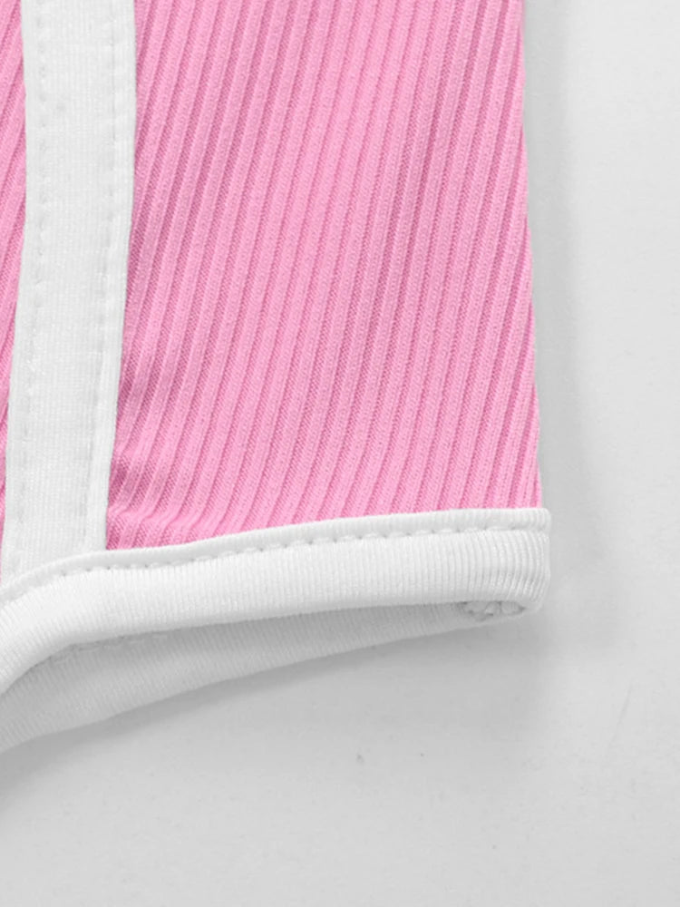 BXOXO Summer Mini Dress For Women New Straps Sleeveless Backless Casual Bodycon Patchwork Pink Dress Party Club Elegant Sexy Dresses