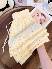 Bxoxo Sweet Love Print Wide Leg Pant Women Casual Cute Loose High Waist Trousers Korean Fashion Female Lace Up Elegant Pants New