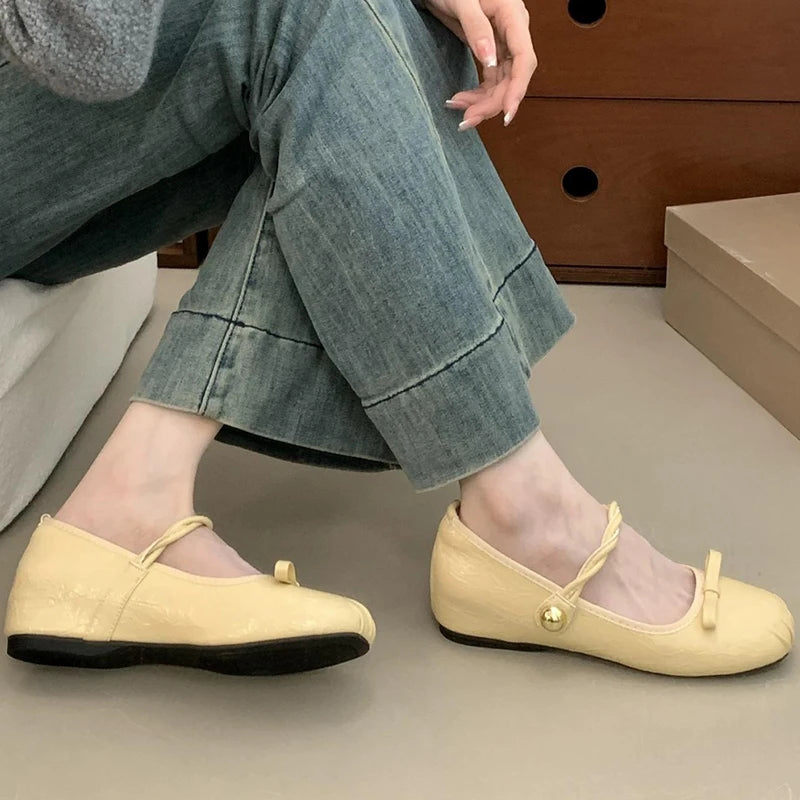 Bxoxo Women Mary Jane Loafers Shoes Flats Dress Bow Sandalias Women Summer 2025 Designer Fashion Sport Shoes Luxury Chaussure Femme