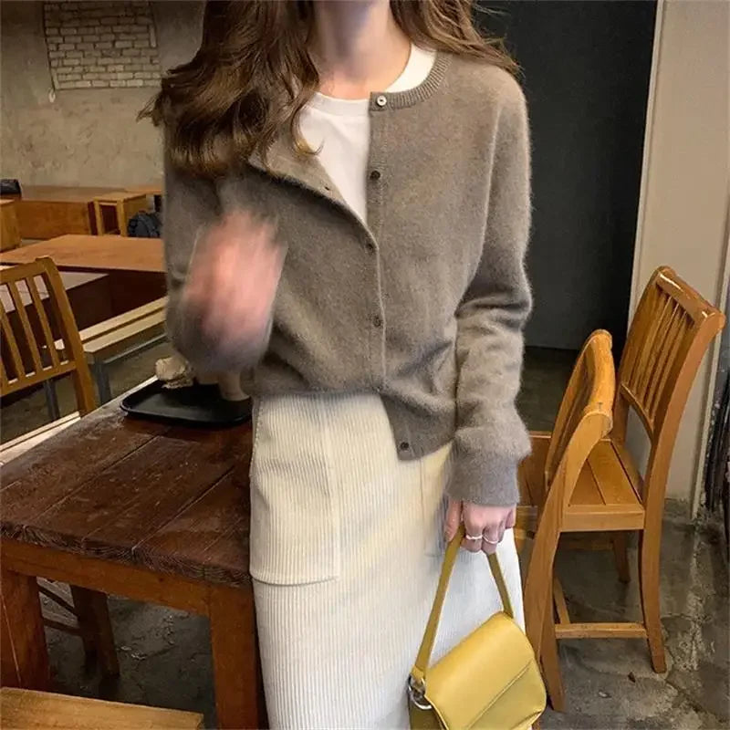 Bxoxo Knitted Sweater Cardigan Loose-fit Warm Jacket Inner Wear Outer Korean Style Stylish Women's Top Core-spun Yarn