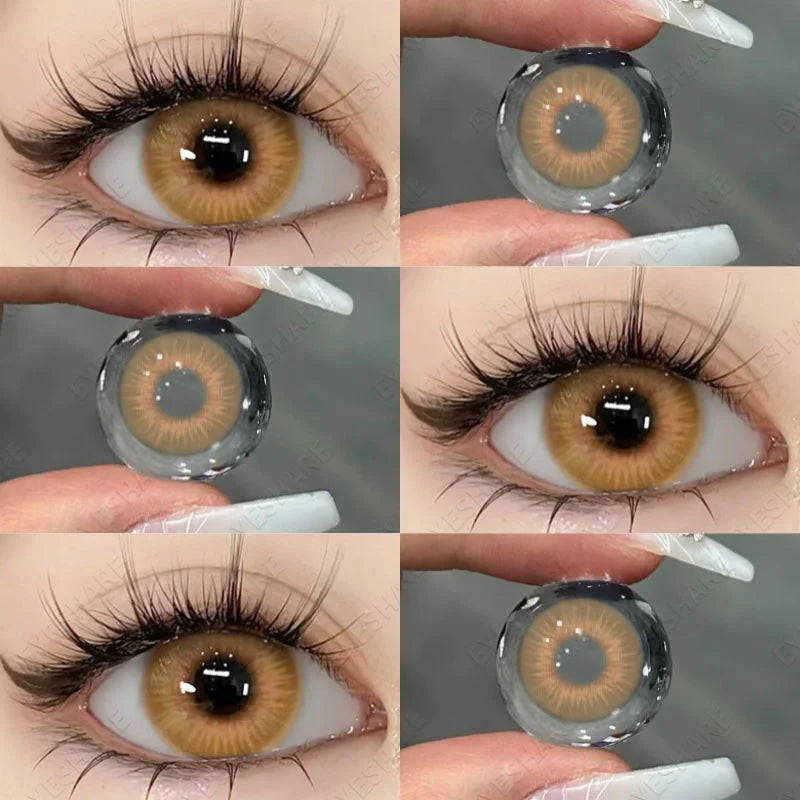 BXOXO 1Pair Colored Contact Lenses for Eyes Fast Delivery Brown Lenses Gray Pupils Lens Green Eye Lenses Blue Eye Lens Yearly
