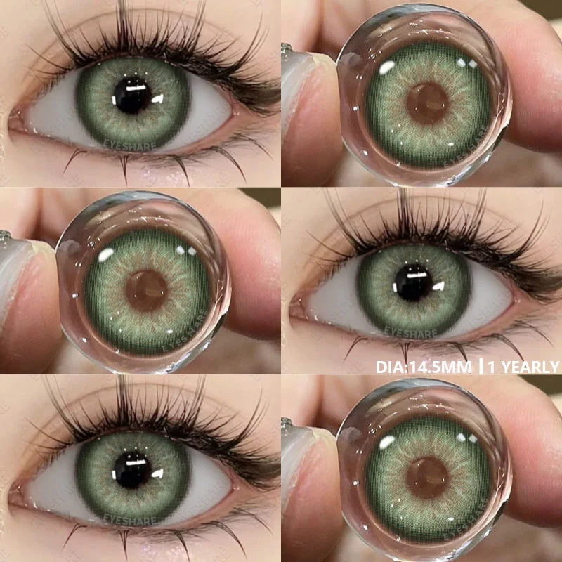BXOXO Colored Contact Lenses 1pair Natural Eye Lens Blue Eye Lenses Brown Lenses Gray Pupils Yearly Cosmetic Green Contacts