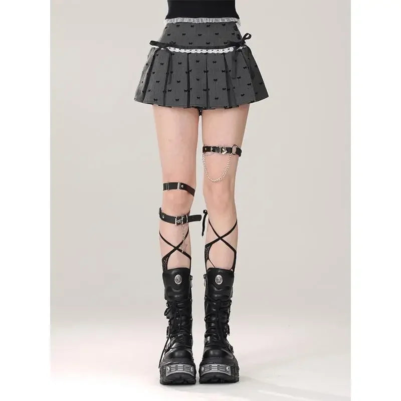 Bxoxo Summer 2000s Kawaii Sweet Y2k Mini Skirt Woman Japanese Style Bow Cute Skirt Outwear Casual Fashion Skirt Hot Girls Chic