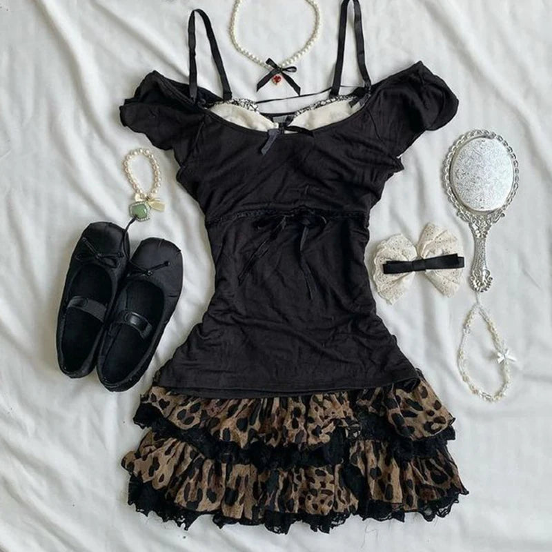 BXOXO American Retro Harajuku Kawaii Fairy Tale Aesthetic Women Camisole Tee Casual Slim Chic Print Sleeveless Crop Top Y2K Streetwear