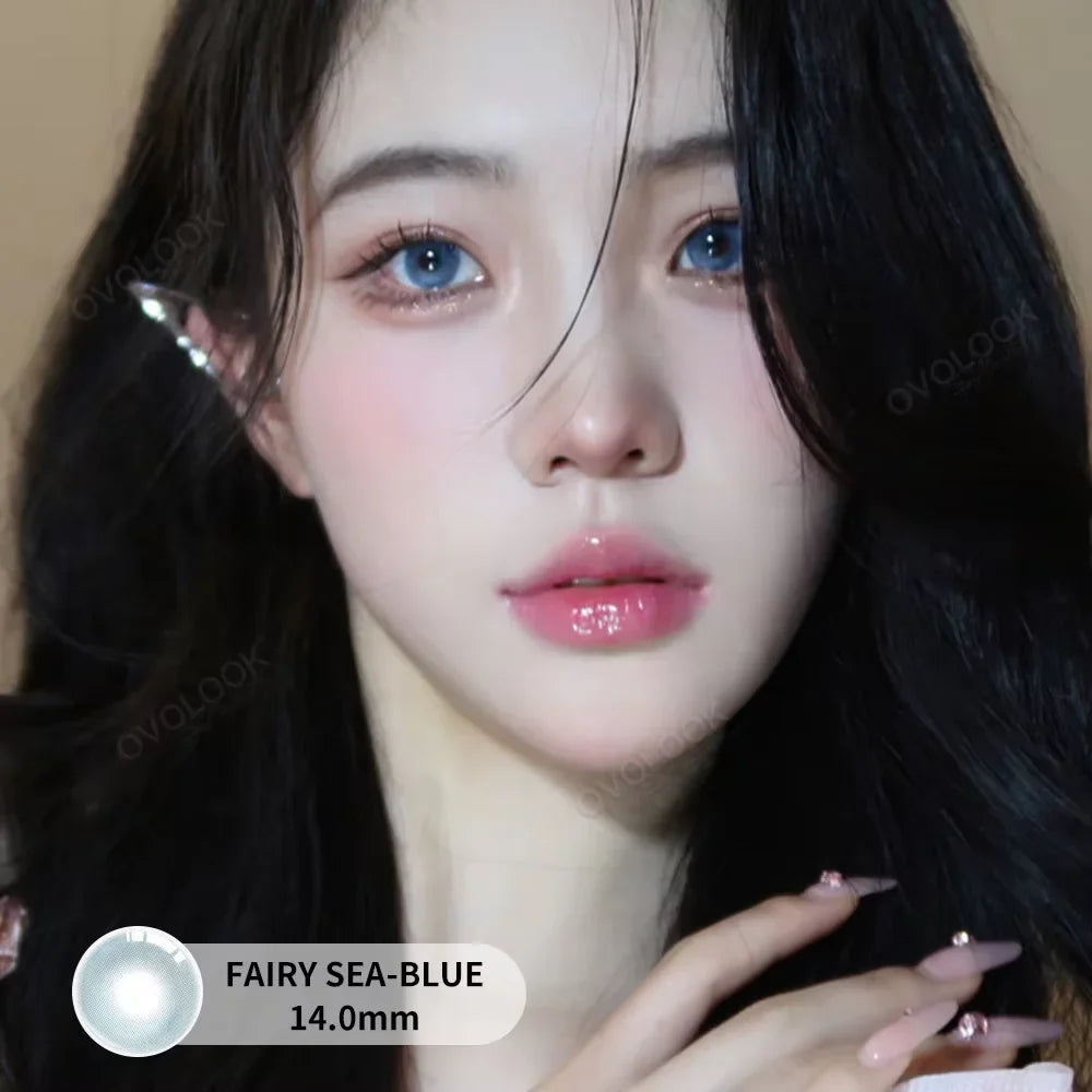 BXOXO 1 Pair Blue Beauty Contact Lenses for Eyes Natural Blue Pupil Eye Color Lens Colored Eye Lenses Myopia Contacts 14.0mm