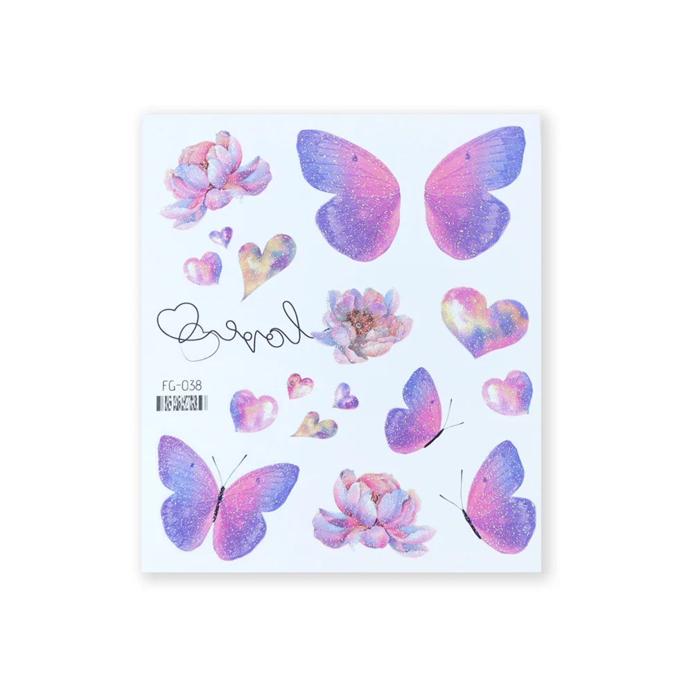 BXOXO 1 Sheet Flash Butterfly Temporary Tattoo Sticker for Eye Face Makeup Fairy Body Art Waterproof False Tattoo for Women