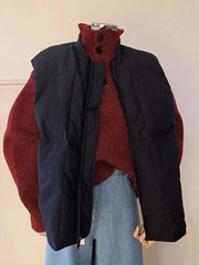 Bxoxo Red Knitted Sweater for Women Y2K Autumn Loose Lapel Thick Pullover Ladies Korean Vintage All Match Jumpers New