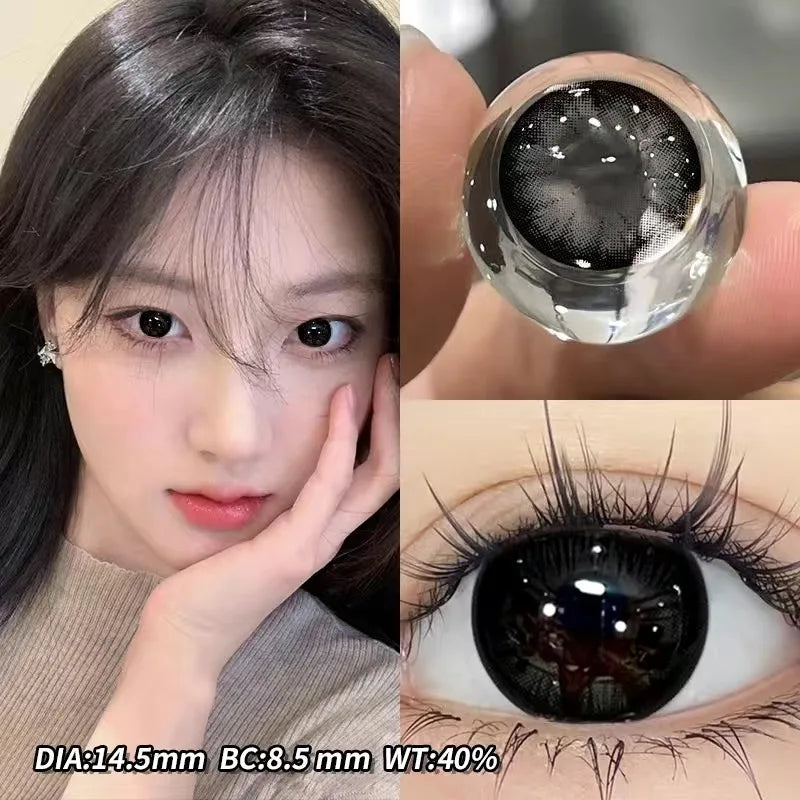 BXOXO 1 Pair High Quality Color Contact Lenses with Diopter Myopia Eyes graduated color Beauty Pupil Makeup Yearly