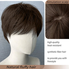BXOXO 8 Inch Synthetic Mens Wigs Short Straight Bangs Wig Heat Resistant Youth trend For Male Boy Cosplay Anime Daily Party