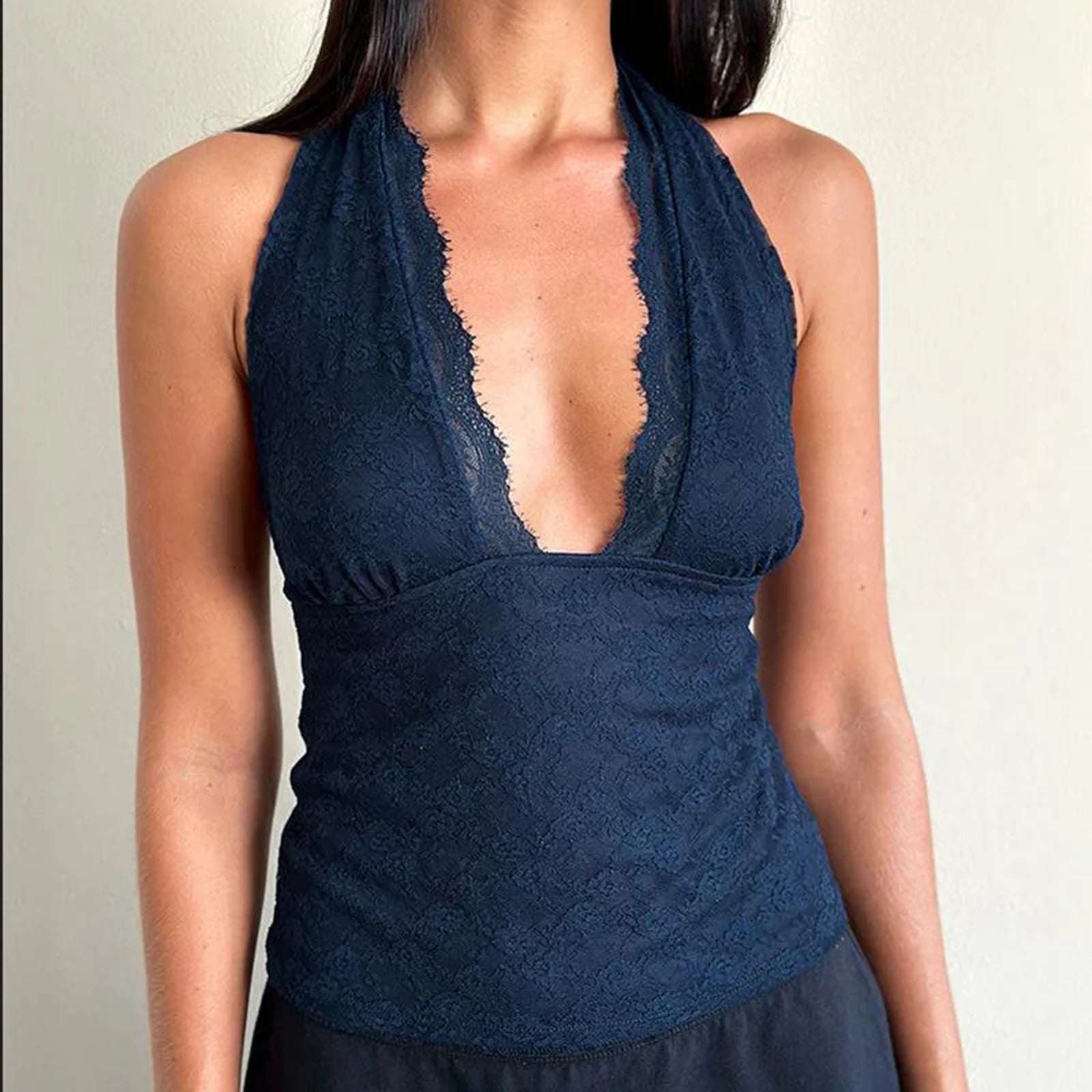 BXOXO Women Y2K Lace Patchwork Tank Top Aesthetic Low Cut Sleeveless Backless Vest Vintage Camisole Crop Top Streetwear