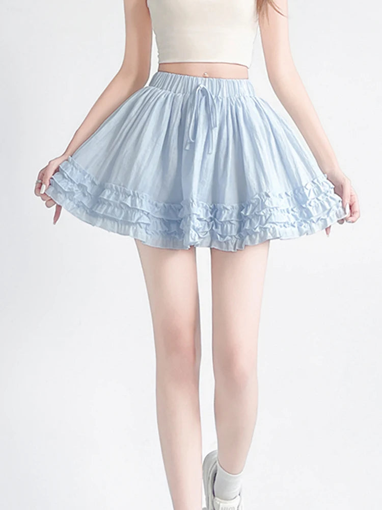 Bxoxo Korean Women Sweet Skirt High Waist Fashion Elegant White Mini Skirts Preppy Style Edible Tree Fungus Sexy Dance Skirts New