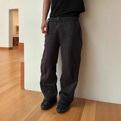 Bxoxo Black American Style Pants Hip-hop Drawstring Elastic Waist Sweatpants Baggy Solid Casual Harajuku Streetwear Trend