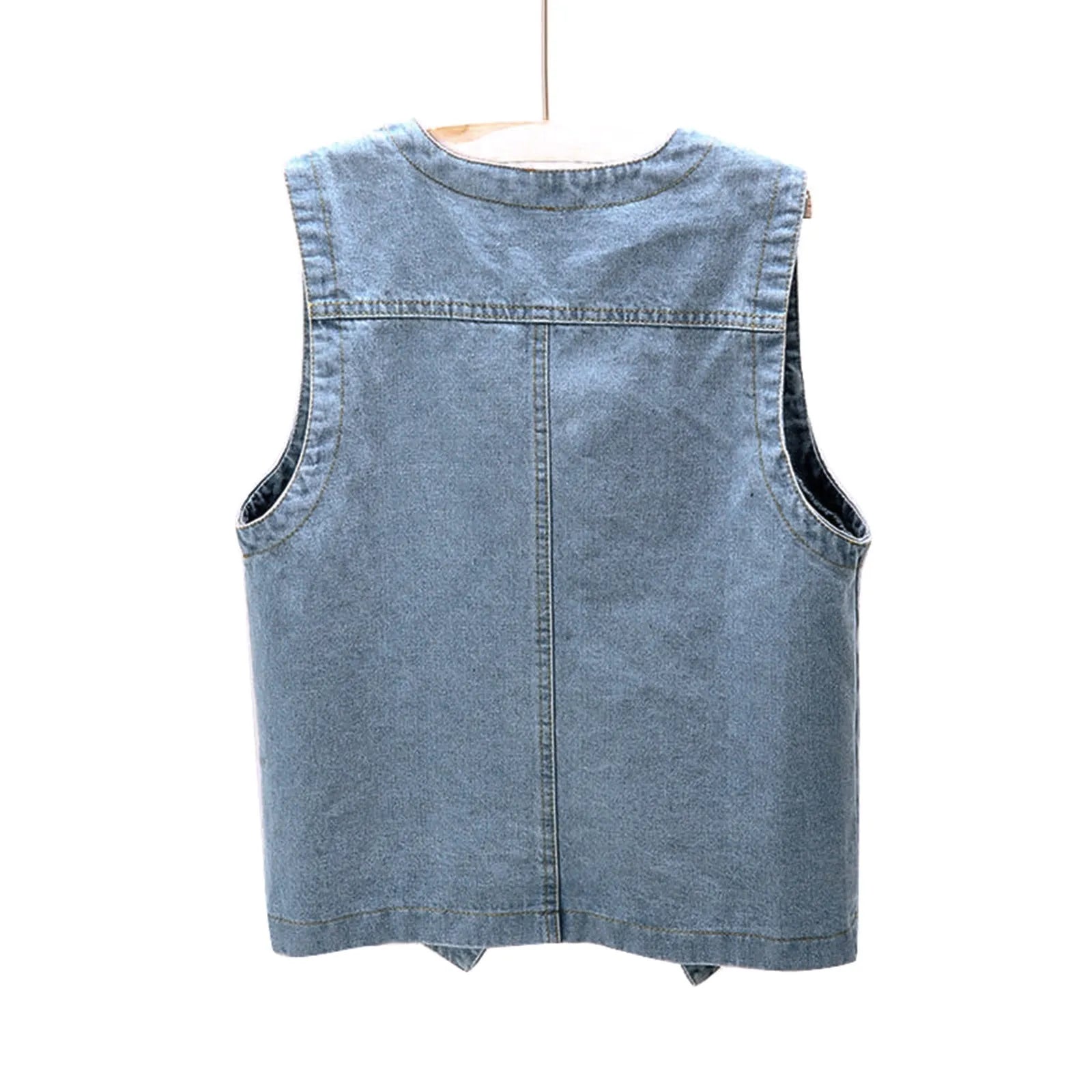 BXOXO Woman Jacket Vest Spring Summer Vintage Denim Vest Women's Short Loose Sleeveless Coat Vest Blue Casual Tops Chaleco Mujer