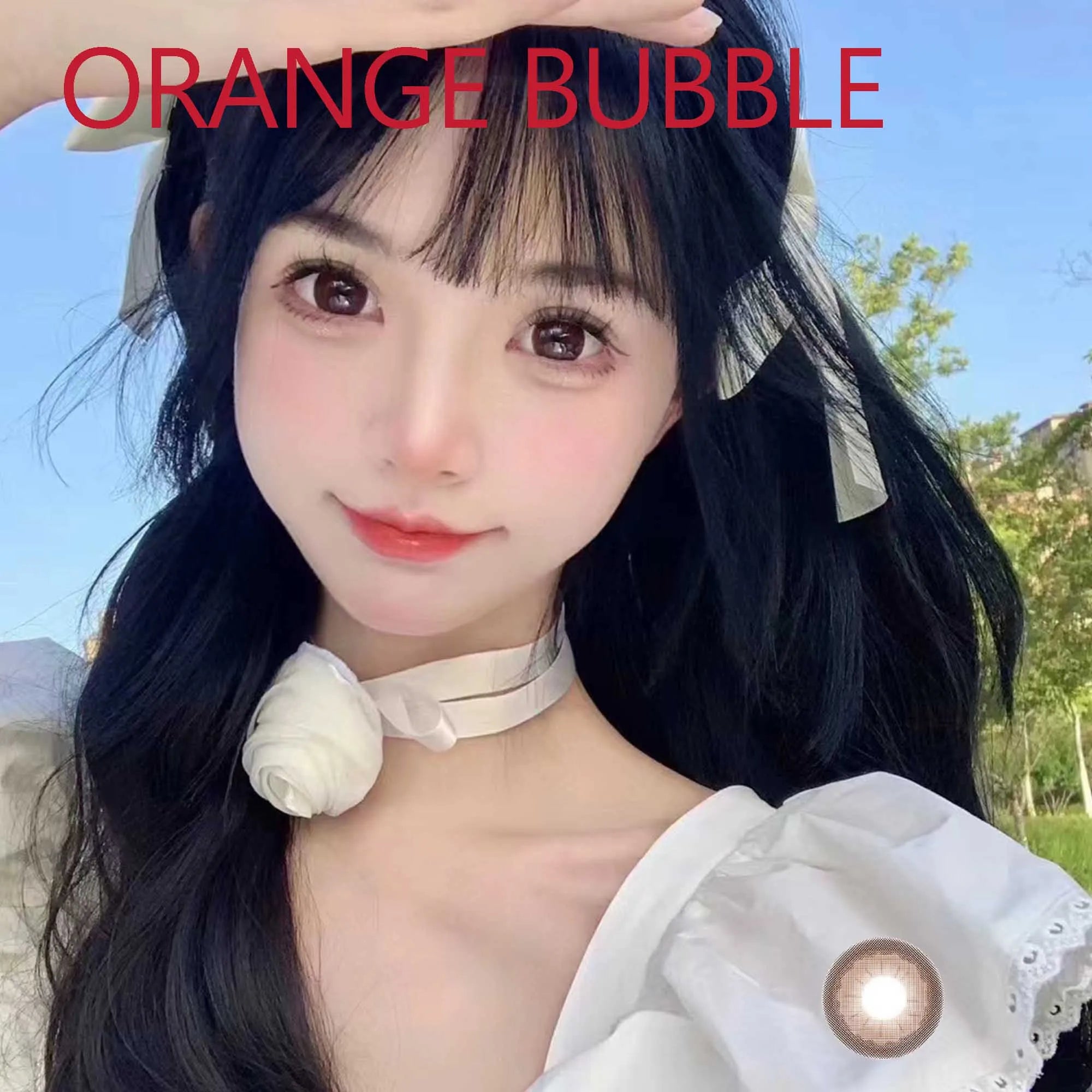 BXOXO 14.50mm Soft Contacts Lenses with Power for Eye Colors Dolly Eyewear Accessories линзы для глаз цветные Orange Bubble