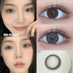BXOXO 2PCS Color Contact Lenses with Myopia Degree -0.00 to-8.00 Gray Eye  Korea Lens Makeup Beauty Pupils