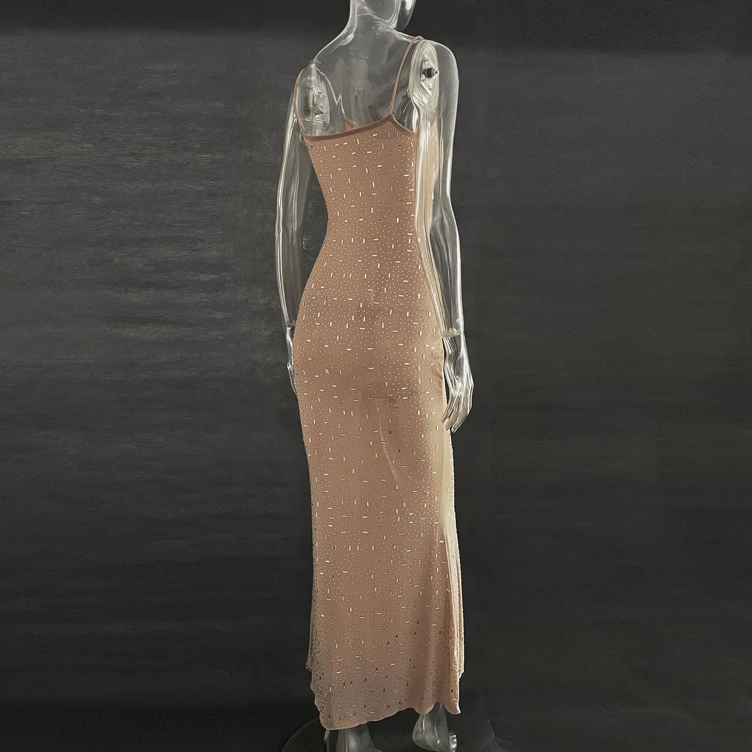 Bxoxo Elegant Sequin Female Maxi Dress Fashion Glitter High Waist Bodycon Sexy Diamond Backless Birthday Evening Outfits