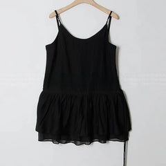 Bxoxo Spring Summer Layered Design Dstring Waist ter irt Women's Vest Top Polyester Fiber 00% New Sle ter Ne irt