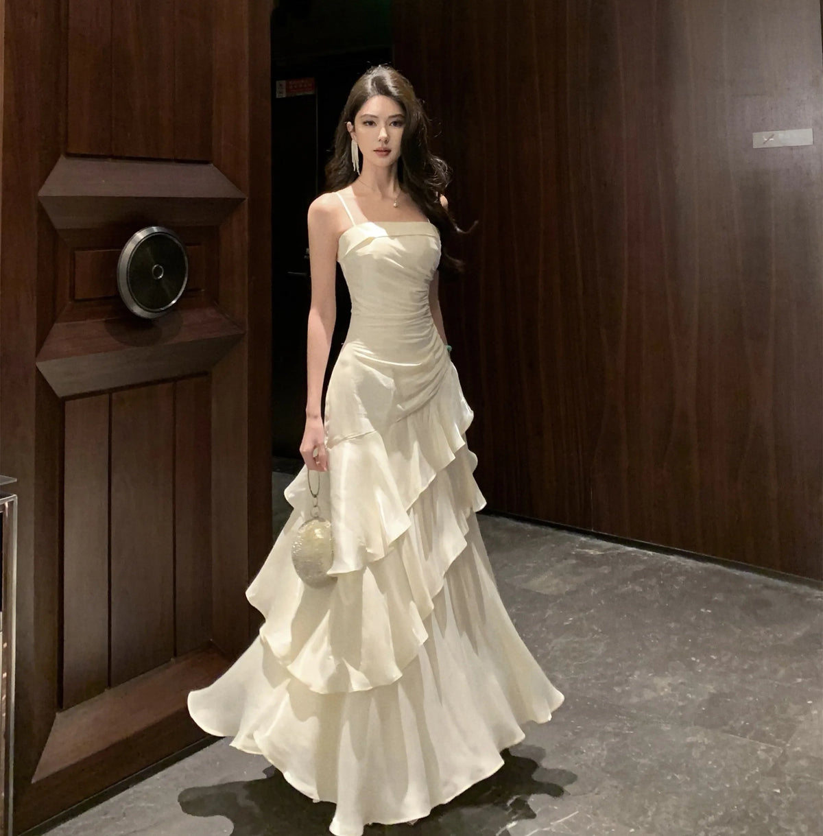 Bxoxo Women'sSexy Ruffles Elegant  Mermaid Dresses French Princess Slim Fit Zipper Party Long Dress 2025 New Fashion Prom Evening Robe