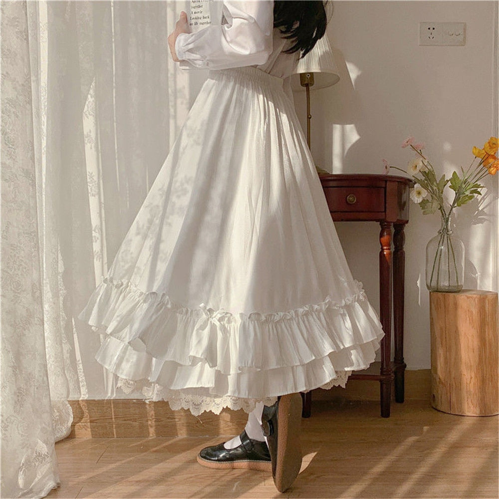 BXOXO - Layered Vintage Style Ruffled Pleated Skirt